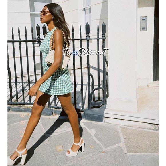 LAST ONE! BLOGGER'S FAVE! Zara Green Textured Weave Mini Dress Sz S, M, L NWT - Picture 15 of 17